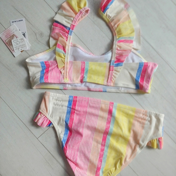 Jessica Simpson Ruffle Striped Bikini Swimsuit NEW - Picture 6 of 8